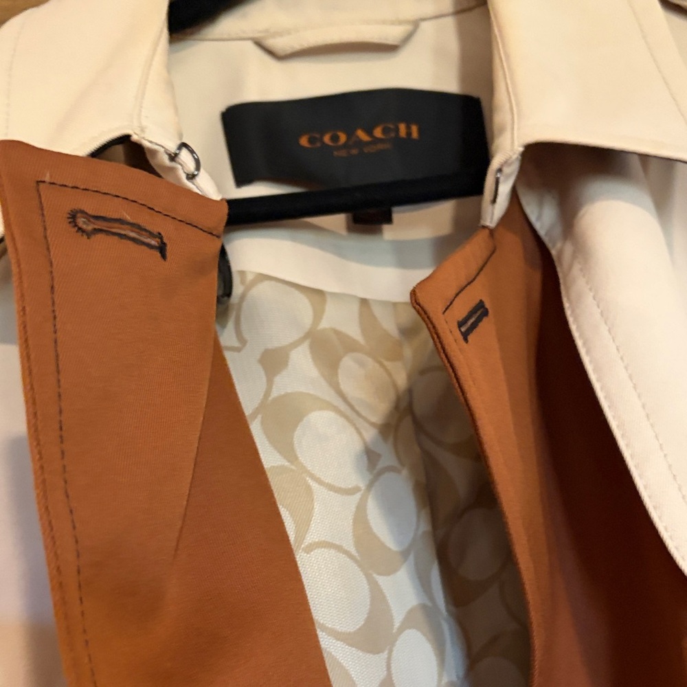 Coach Women's Cream and Brown Trench Coat